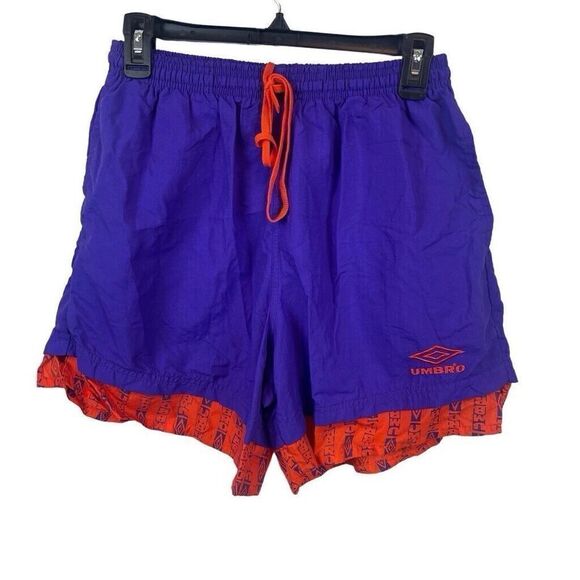 Vintage Umbro Made in USA Purple Orange Shorts Aztec Size M - Picture 2 of 7